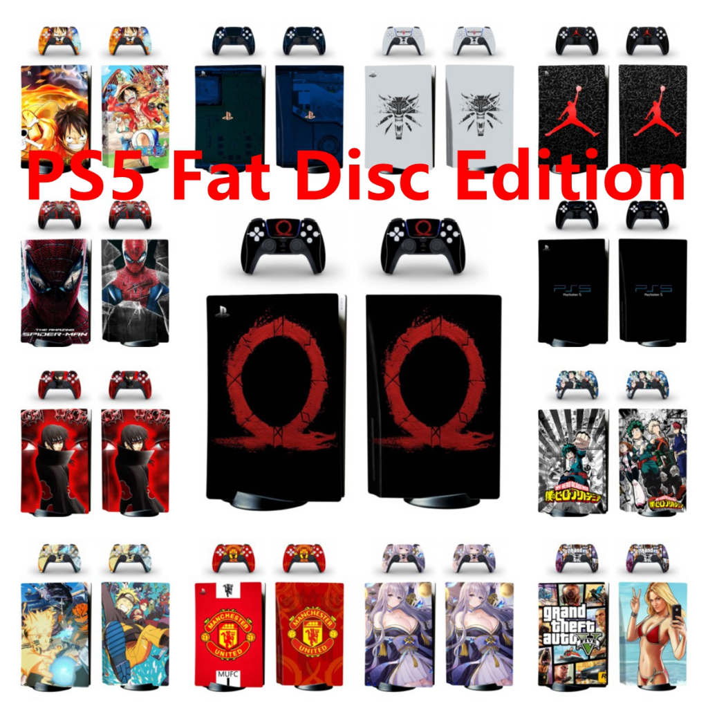 100 สีผิวชุดสติกเกอร์เข้ากันได้กับ Sony Playstation 5 Fat Disc Edition ไวนิล Decal Wrap ฟิล์มป้องกัน