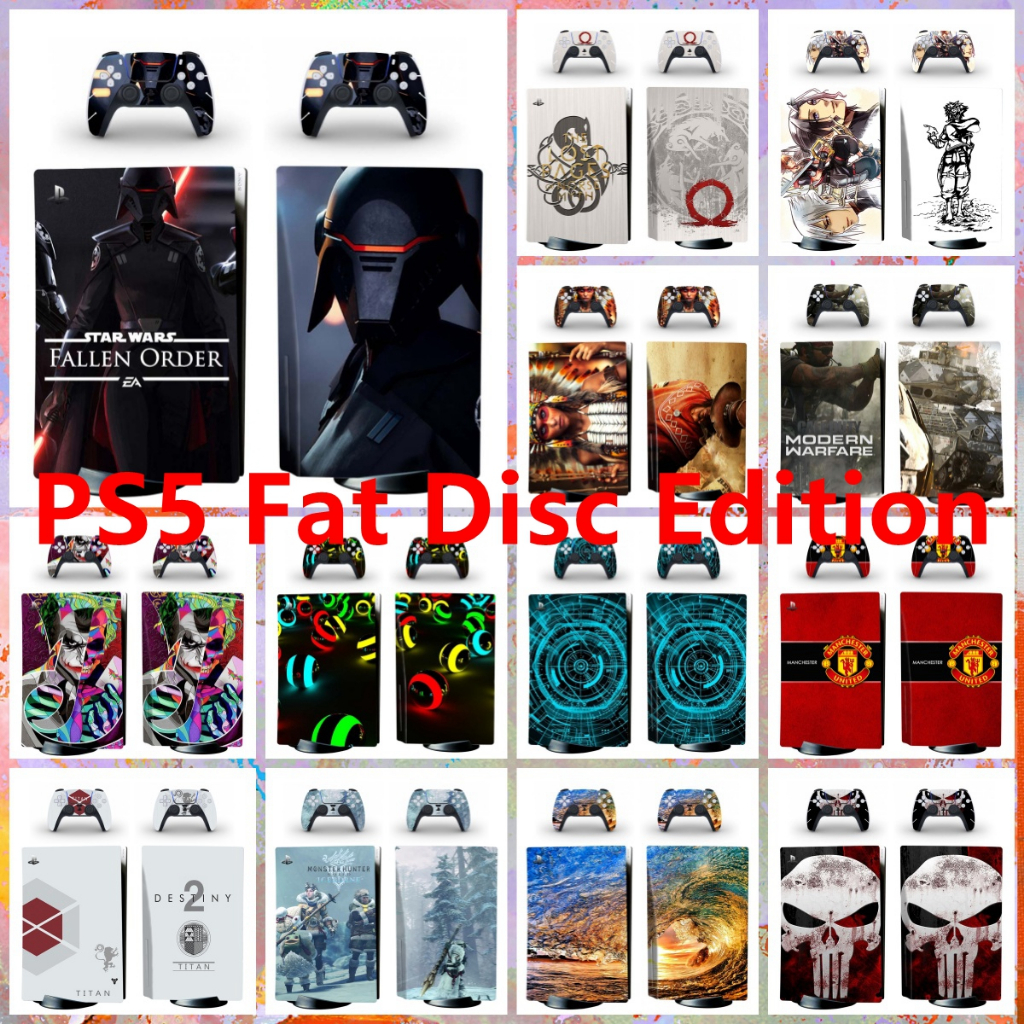 100 สีผิวชุดสติกเกอร์เข้ากันได้กับ Sony Playstation 5 Fat Disc Edition ไวนิล Decal Wrap ฟิล์มป้องกัน