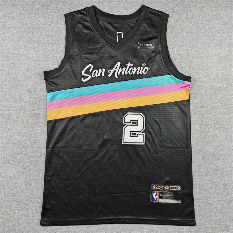 เสื้อแข่ง Dylan Harper สําหรับผู้ชาย #2 Spurs 2026 เสื้อบาสเก็ตบอล Swingman เสื้อกีฬากลางแจ้งสีดํา