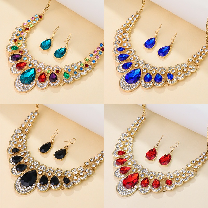 สุภาพสตรีโลหะผสม Jewellery ชุดคริสตัลสร้อยคอต่างหูชุดสวมใส่ทุกวัน Jewellery งานแต่งงาน Jewellery