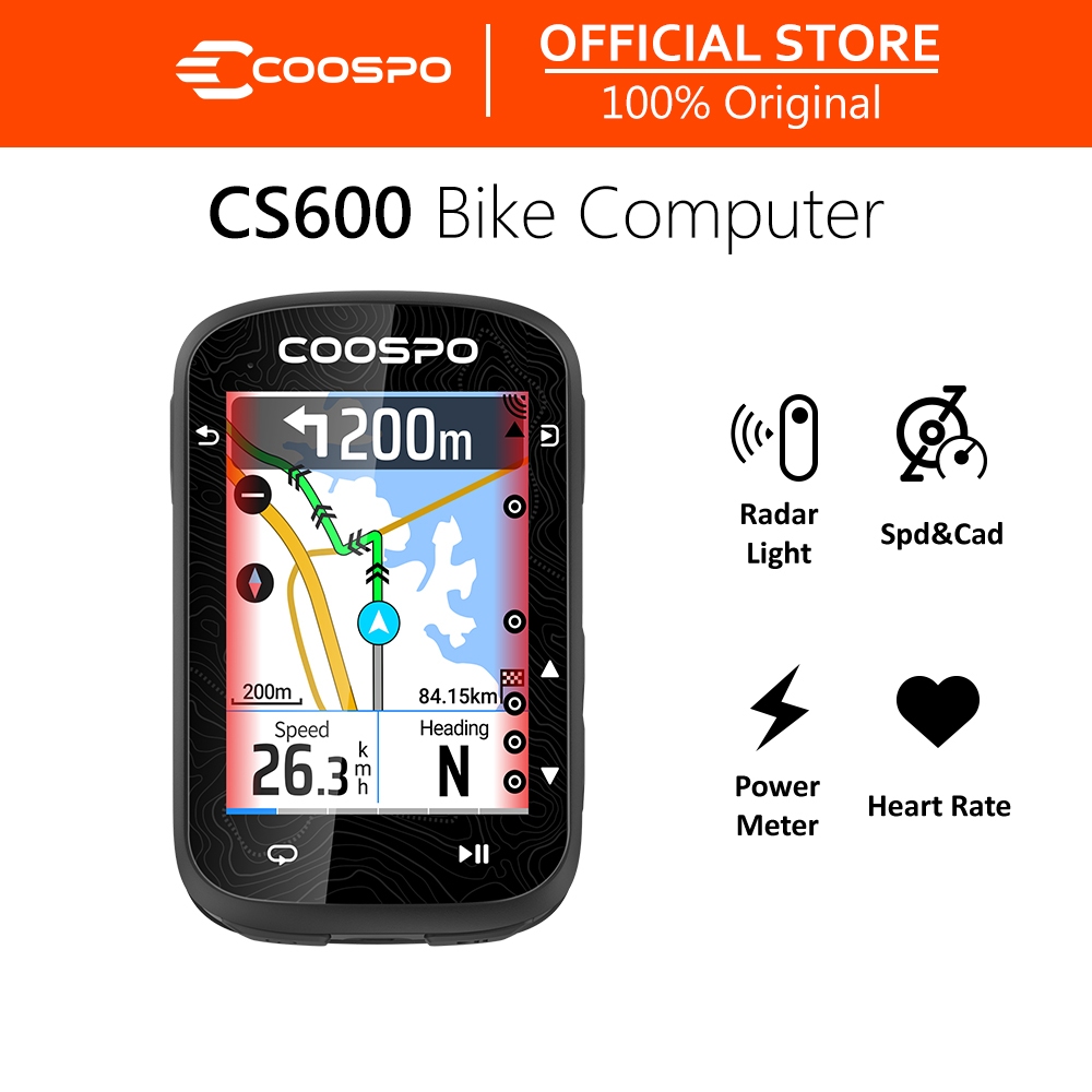 COOSPO CS600 - หน้าจอสัมผัสสีสำหรับจักรยาน, Speedometer GPS ไร้สาย, IPX7 กันน้ำ, แบตเตอรี่ 36H, นำทางเส้นทางแบ็คไลท์
