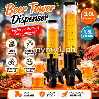 3L Beer Tower Beverage Dispenser With Ice Cubes Three-legged Juice Tower Wine Barrel Drink For Party