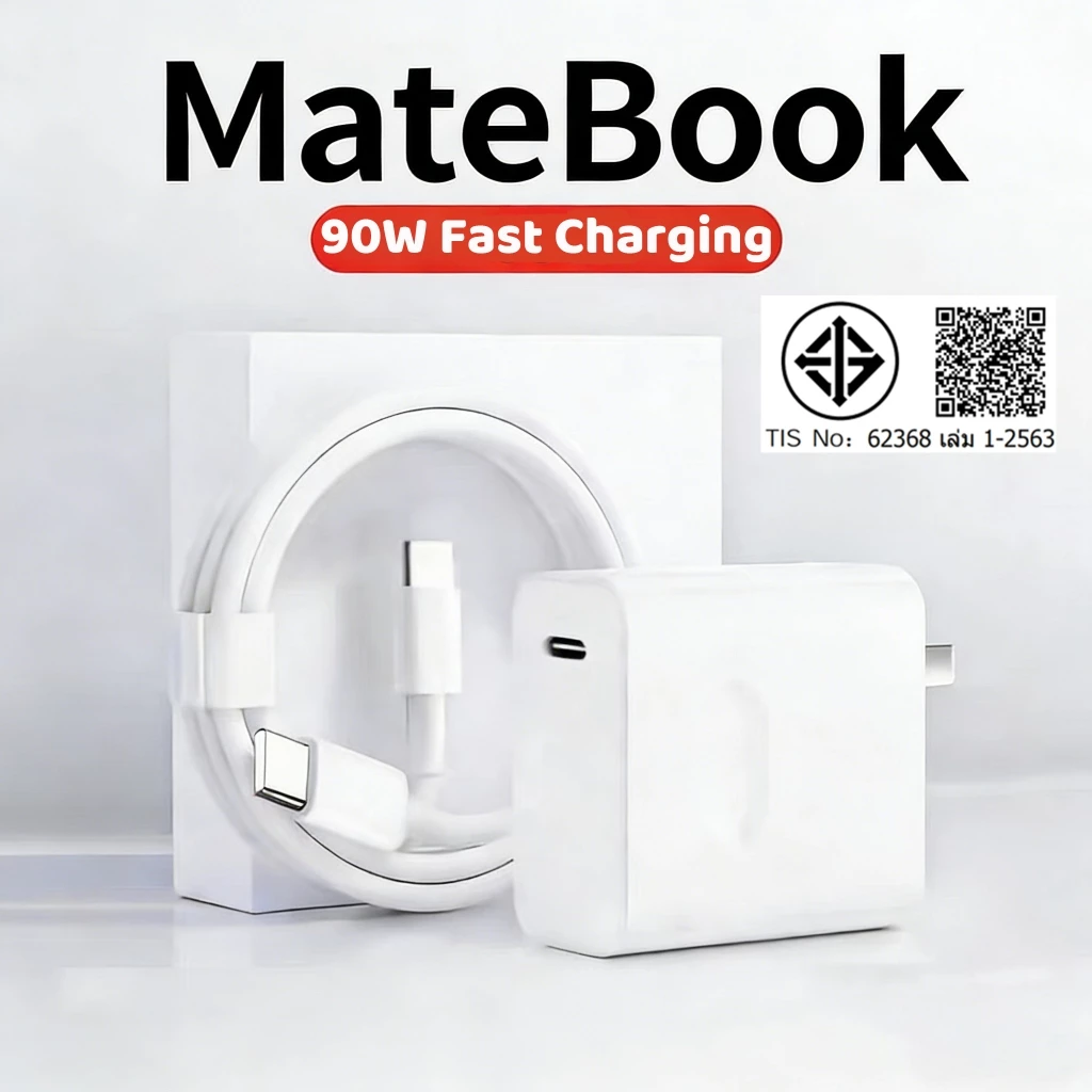 สําหรับ Huawei 90W Super Charger ประเภท C-Type C แล็ปท็อปอะแดปเตอร์แท็บเล็ตสําหรับ Mate 60 50 MateBook D15 D14 D13