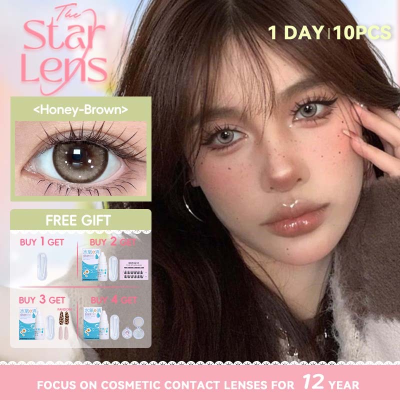 starlens คอนแทคเลนส์รายวัน 10 ชิ้น soft Eyes Wearing สีน้ําตาล Grade0.0-8.0 DIA14.2-14.5 บิ๊กอาย contact lens