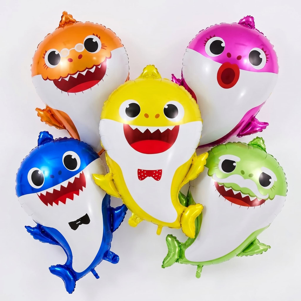 5/9PCS Baby Shark Party บอลลูนชุด Shark ครอบครัวฟอยล์บอลลูนเด็กวันเกิดตกแต่ง Baby Shower Supplies