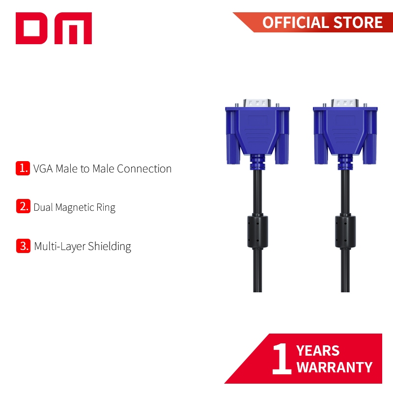 DM CHB032 สาย VGA 1.5m 1080P Dual Magnet Shield สําหรับจอภาพโปรเจคเตอร์ PC