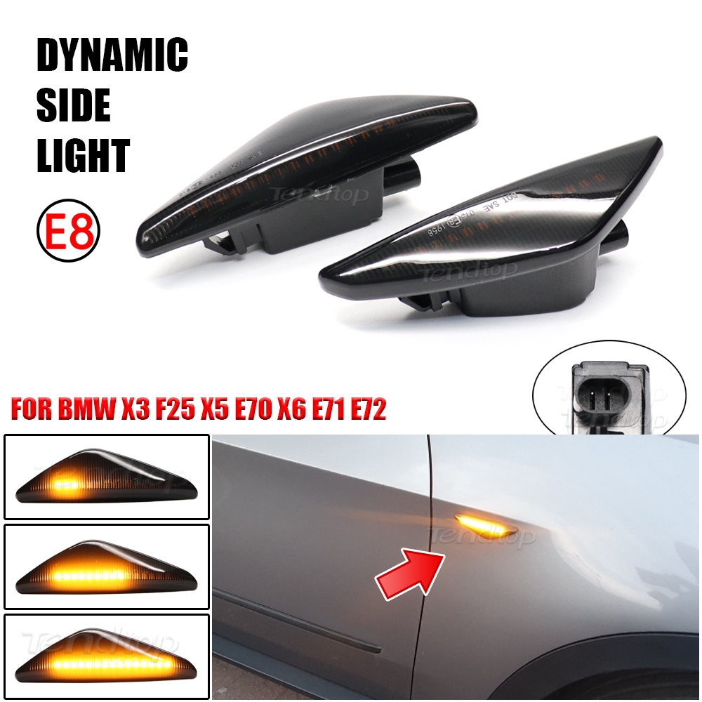 ไฟเลี้ยวไดนามิก LED ติดด้านข้างบังโคลน สําหรับ BMW X3 F25 X5 E70 X6 E71 X3 F25 2 ชิ้น