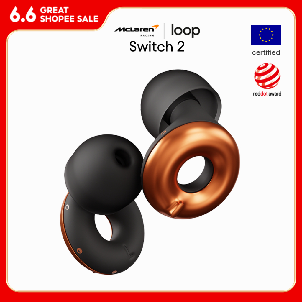 Loop Switch 2 ที่อุดหู X McLaren F1 Team - 3 โหมดลดเสียงรบกวนเพื่อการควบคุมขั้นสูงสุด | ที่อุดหูแบบยืดหยุ่นสำหรับโฟกัส การเดินทาง การเข้าสังคม เทศกาล และอื่นๆ