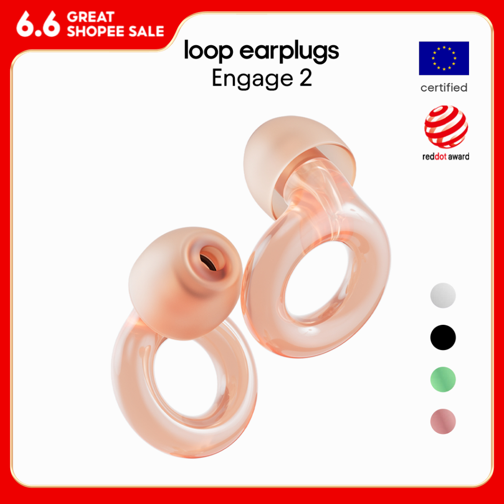 Loop Engage 2 - ที่อุดหูลดเสียงรบกวน ความเที่ยงตรงสูง (16 dB) สําหรับงานสนทนา การสนทนา การปกครอง และการรบกวนทางสังคม - การออกแบบที่มีสไตล์ - 4 ขนาด (XS / S / M / L)