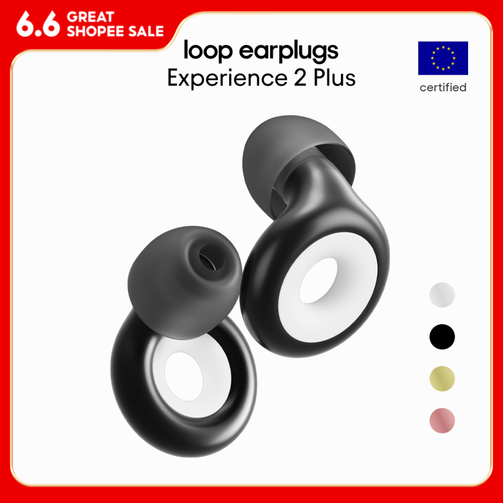 Loop Experience 2 Plus Ear Plugs – ที่อุดหูสำหรับคอนเสิร์ต ดีไซน์ทันสมัย ​​ได้รับการรับรองเรื่องการป้องกันการได้ยิน สำหรับคอนเสิร์ตและเทศกาล งานแสดงสด กีฬา ดีเจ และสถานบันเทิงยามค่ำคืน – ลดเสียงรบกวนได้ 20dB (ความเที่ยงตรงสูง)
