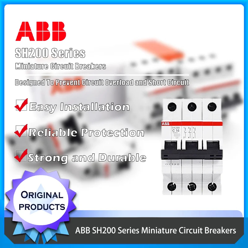 ABB SH200 SH201 SH202 SH203 Type C C6-C10-C16-C20-C32-C40-C63 Series Miniature Circuit Breakers Fast