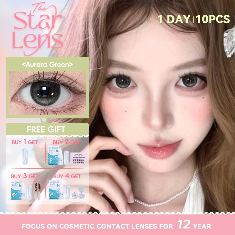 Starlens 10 ชิ้นคอนแทคเลนส์สําหรับ 1 วันใช้สีดํา/สีเทา/สีน้ําตาล 14.2-14.5 มม.ตาโตเกรด 0-8