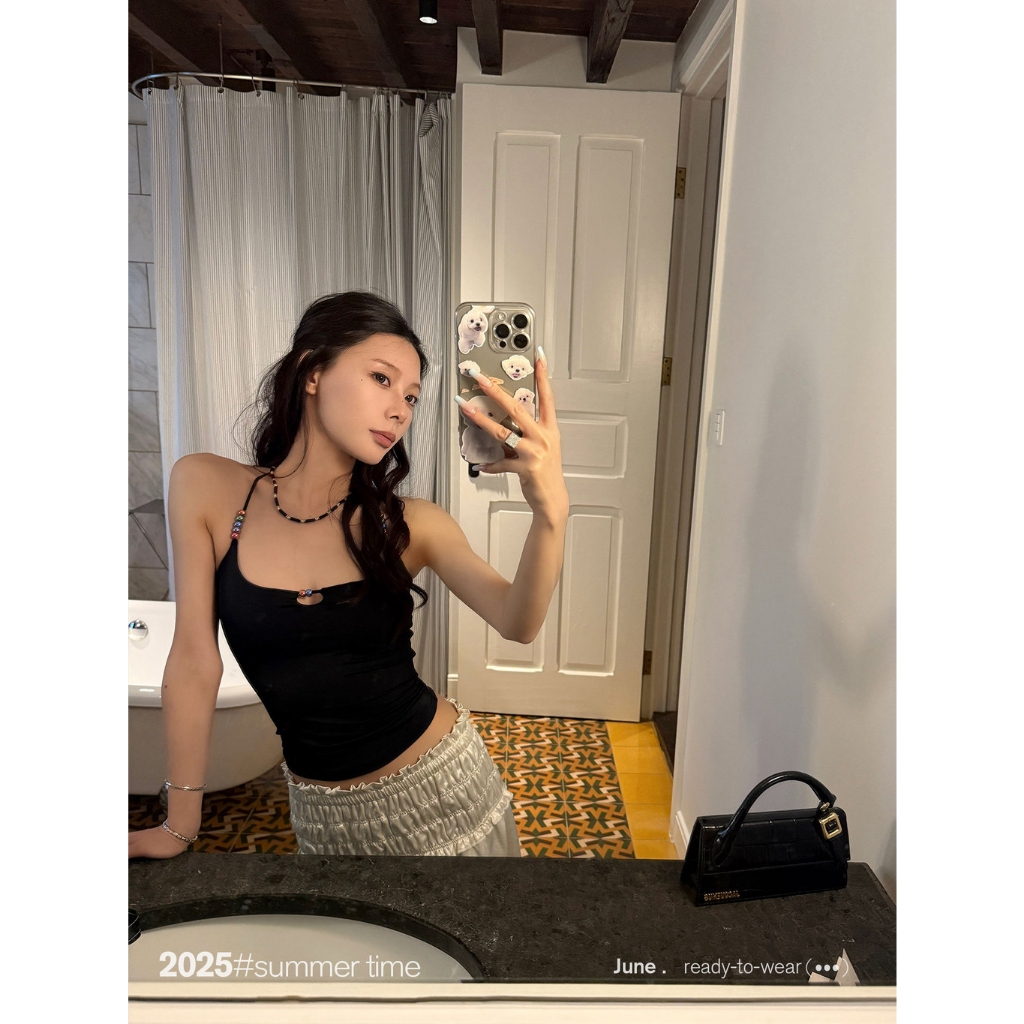 Shanmieleng สายรัดโลหะลูกปัดสำหรับเสื้อชั้นในสตรี แบบบางและสวยงาม เหมาะสำหรับการออกแบบเสื้อด้านบนในฤดูร้อน