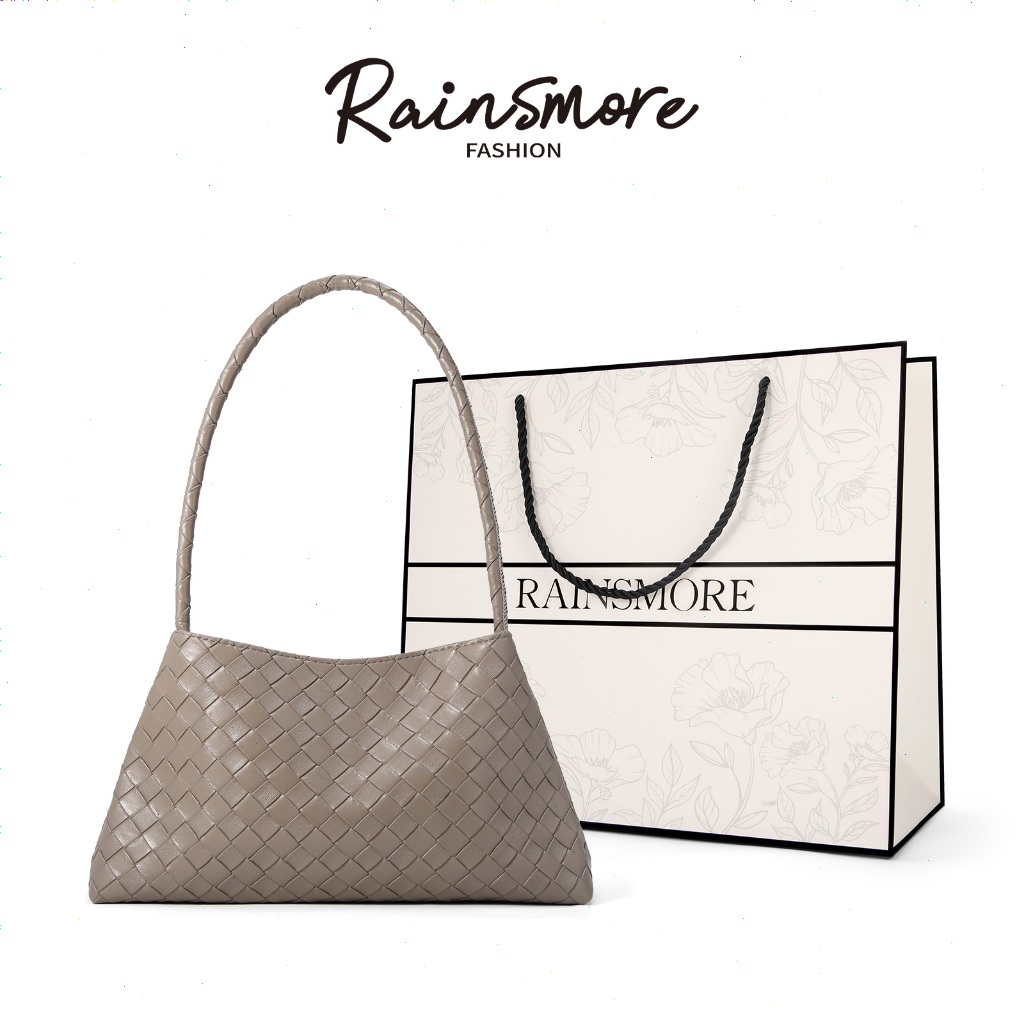 RAINSMORE สไตล์ใหม่ อินเทรนด์: กระเป๋าทรงสี่เหลี่ยมทอสไตล์ลําลองที่หรูหราสามารถนําพาได้บนไหล่ข้างเดียวหรือพกพา