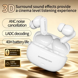 Monster HT20 TWS หูฟังบลูทูธ ANC ลดเสียงรบกวน HIFI สเตอริโอ Bluetooth 6.0 กันน้ำ กีฬา หูฟังไร้สาย
