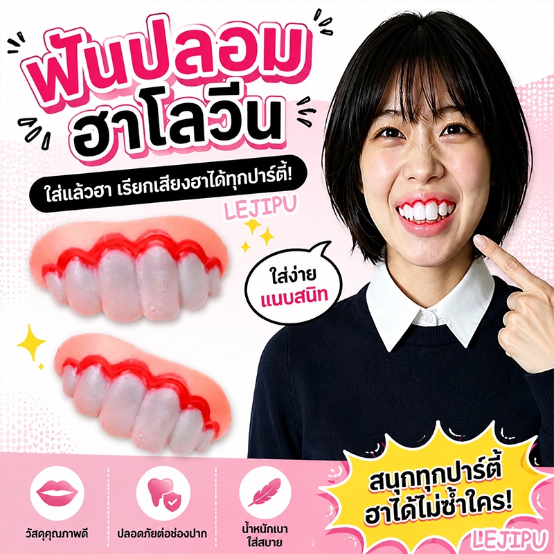 💦าวพร้อมส่งไวทุกวันจากไทยถ ฮาโลวีนคอสเพลย์ฟันแก้วหน้าม้าสีข