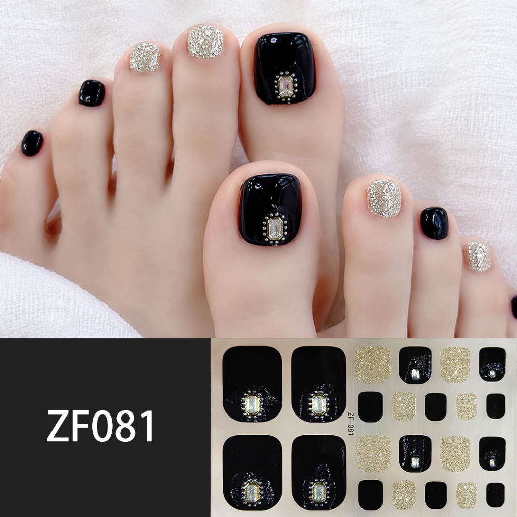 Ready Stockzf 22 ชิ้น/เซ็ต 3D Vision Toe สติ๊กเกอร์ติดเล็บฉีกขาดทนทาน Full Nail Wrap สาวสวย Party สไตล์ Fasion Bronzing เท้าเล็บเพชร Pearl อัญมณีสติกเกอร์สําหรับเท้า