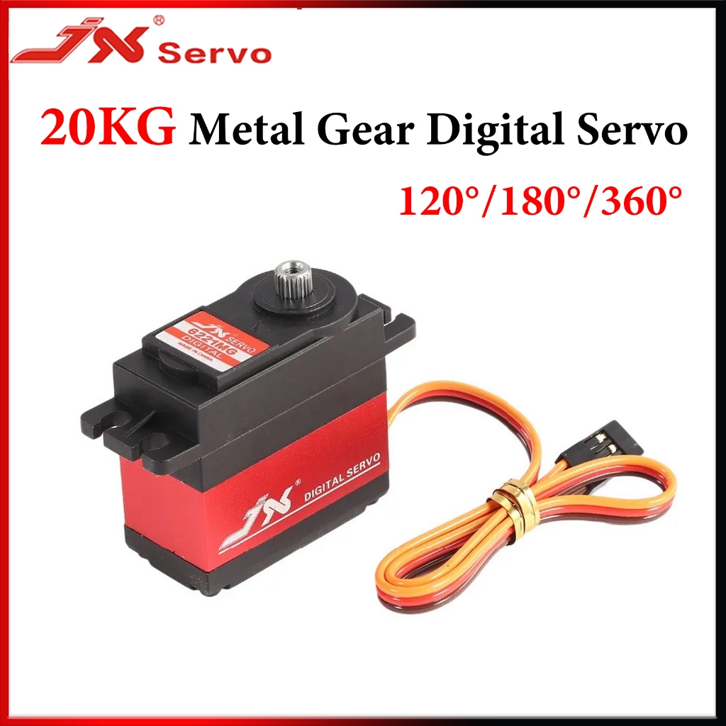 JX PDI-6221MG 20KG 120° 180° 360° เกียร์โลหะ Coreless มอเตอร์เซอร์โวดิจิตอลสําหรับ 1/8 1/10 RC รถเรื