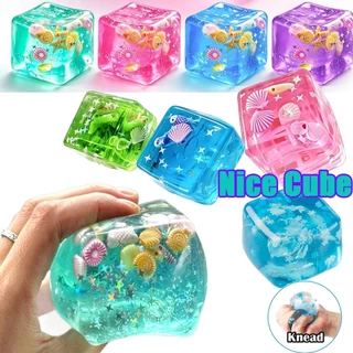 [🇹🇭⚡12Hจัดส่ง] 4 ชิ้น Ocean Ice Cube Squishy ของเล่นโปร่งใส Glitter ช้า Rising Fidget ของเล่นความเครียดบรรเทา Sensory ของเล่นสําหรับเด็กผู้ใหญ่ Office School