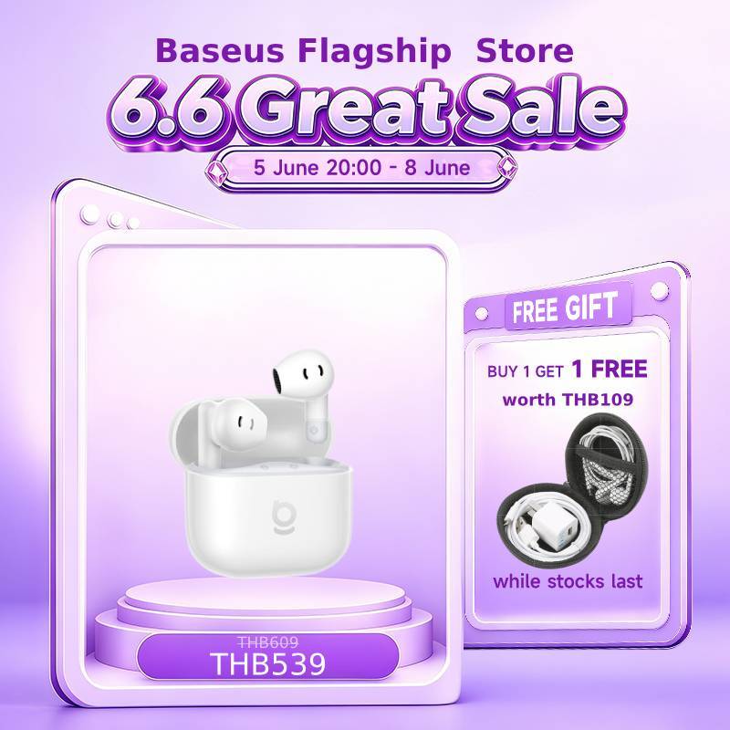 Baseus Bass BS2 Lite TWS ชุดหูฟังบลูทูธ ไร้สาย เสียงคมชัด น้ำหนักเบา พกพาสะดวก รองรับ ENC ตัดเสียงรบกวน ฟังเพลงคุณภาพสูง กันน้ำระดับ IPX5 แบตเตอรี่ใช้งานได้นานสูงสุด 40 ชั่วโมง เหมาะสำหรับใช้งานทุกวัน