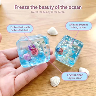 [🇹🇭⚡12Hจัดส่ง] 4 ชิ้น Ocean Ice Cube Squishy ของเล่นโปร่งใส Glitter ช้า Rising Fidget ของเล่นความเครียดบรรเทา Sensory ของเล่นสําหรับเด็กผู้ใหญ่ Office School