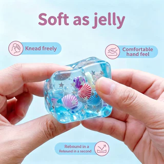 [🇹🇭⚡12Hจัดส่ง] 4 ชิ้น Ocean Ice Cube Squishy ของเล่นโปร่งใส Glitter ช้า Rising Fidget ของเล่นความเครียดบรรเทา Sensory ของเล่นสําหรับเด็กผู้ใหญ่ Office School