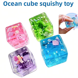 [🇹🇭⚡12Hจัดส่ง] 4 ชิ้น Ocean Ice Cube Squishy ของเล่นโปร่งใส Glitter ช้า Rising Fidget ของเล่นความเครียดบรรเทา Sensory ของเล่นสําหรับเด็กผู้ใหญ่ Office School
