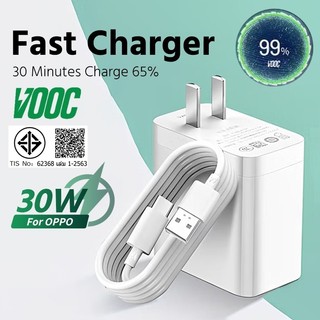 สําหรับ OPPO 30W Charger SUPERVOOC Type-C Micro Cord Charger สําหรับ OPPO Reno3 5 6 7 8 9 10 pro K3 Realme X2 A95/A94