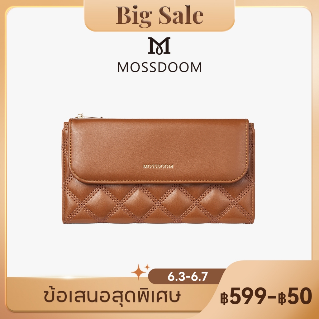 MOSSDOOM Dompet Wanita Simpel Panjang กระเป๋าสตางค์ใบยาว กระเป๋าสตางค์สุภาพสตรี