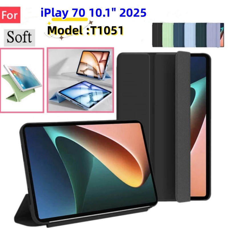 สําหรับ ALLDOCUBE iPlay 70 (10.1") แท็บเล็ตแม่เหล็กฝาครอบ Slim Case Soft Back iPlay70 2025 รุ่น T1051 PU หนังฝาครอบขาตั้ง