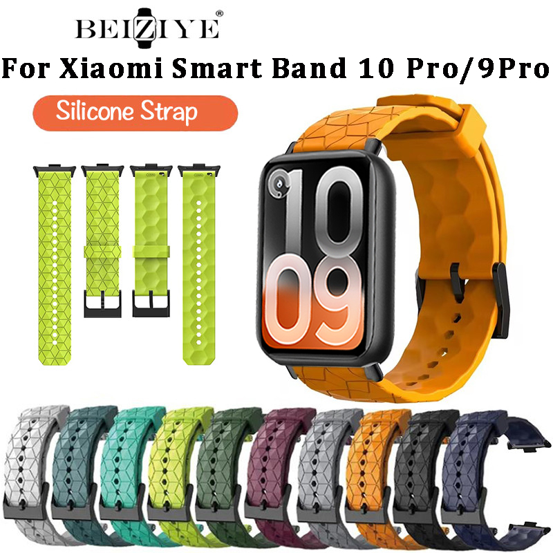 สายซิลิโคนสําหรับ Xiaomi สมาร์ท 10 Pro สมาร์ทนาฬิกาซิลิโคนอ่อนนุ่มนาฬิกา Xiaomi Band 9 Pro กีฬา Breathable สายรัดข้อมือ Accessorie