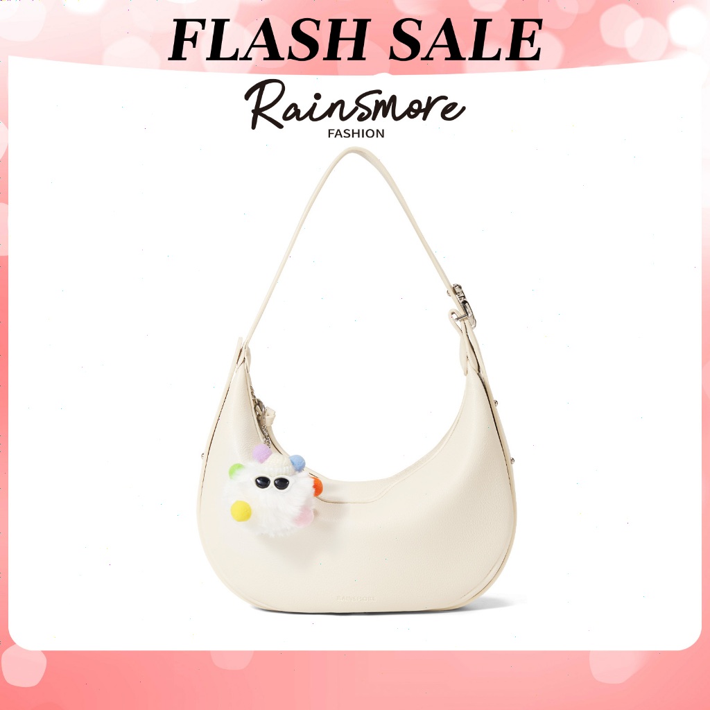 RAINSMORE - Elegant กระเป๋าครึ่งวงกลม สไตล์สุภาพสตรี หลายสี เหมาะสำหรับการใช้งานทั่วไปและทำงานประจำวัน