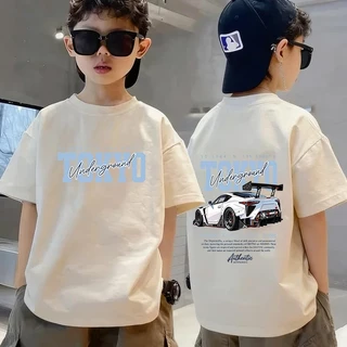 NASA เสื้อแขนสั้นเด็กชาย เกาหลี เสื้อเด็ก ผลิตจากผ้าฝ้าย 100% พิมพ์ลายแฟชั่น ระบายอากาศ สวมใส่สบาย ลำลอง