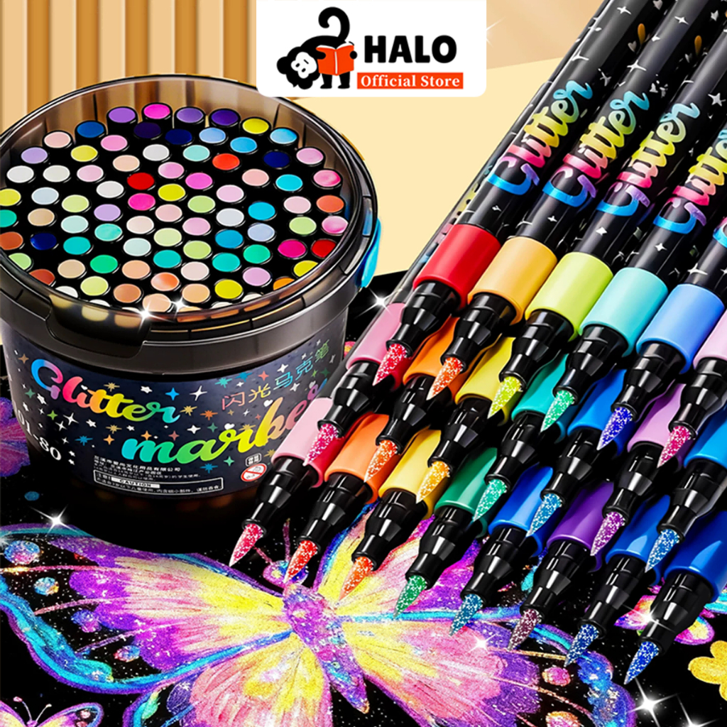 48 สี soft Tip Glitter Drawing ปากกาสีชุดเครื่องหมายโลหะ Outline Marker ปากกาสําหรับภาพวาดศิลปะ