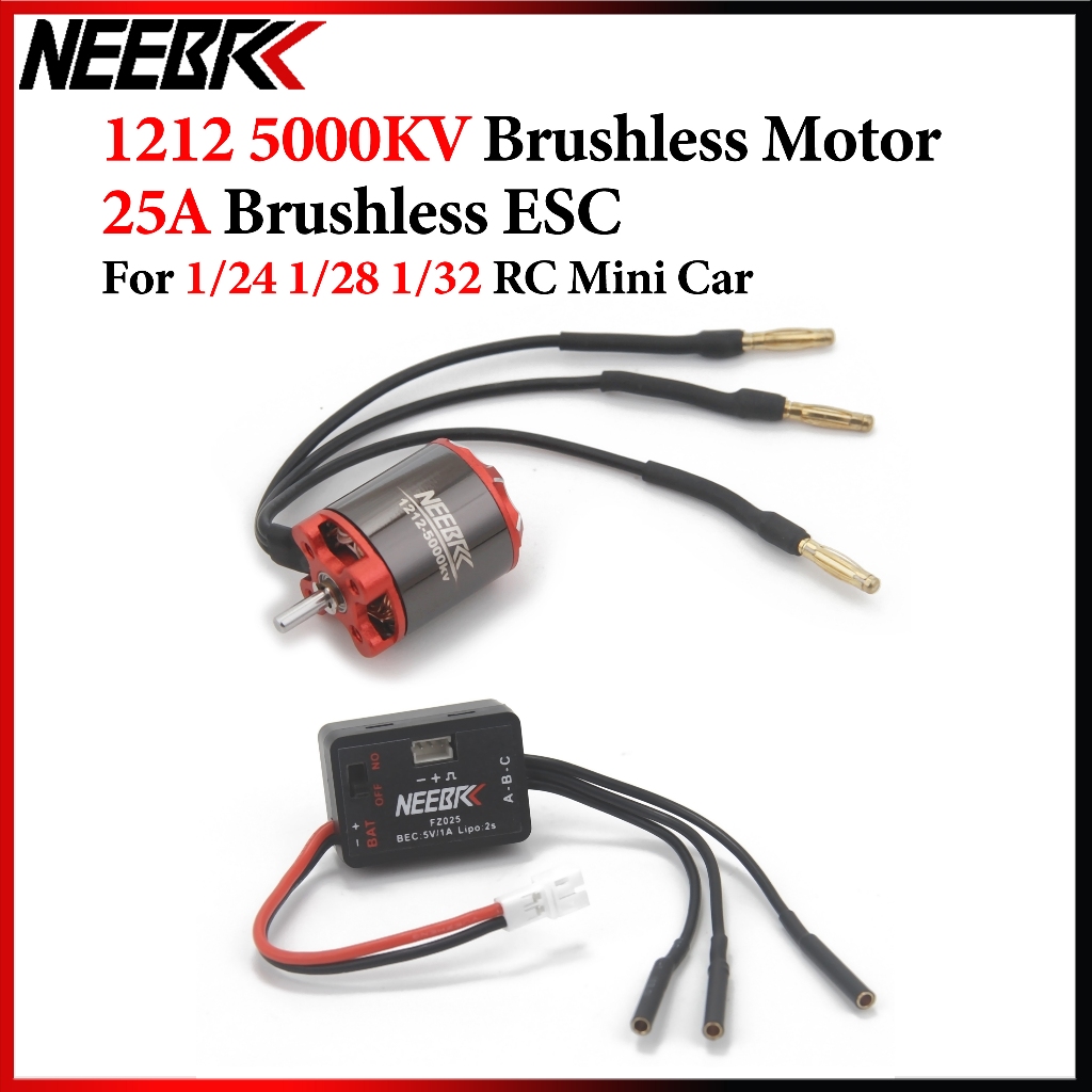 NEEBRC 1212 5000KV มอเตอร์ไร้แปรง 25A Brushless ESC Banana Plug สําหรับ 1/24 1/28 1/32 RC Mini รถอะไหล่อัพเกรด
