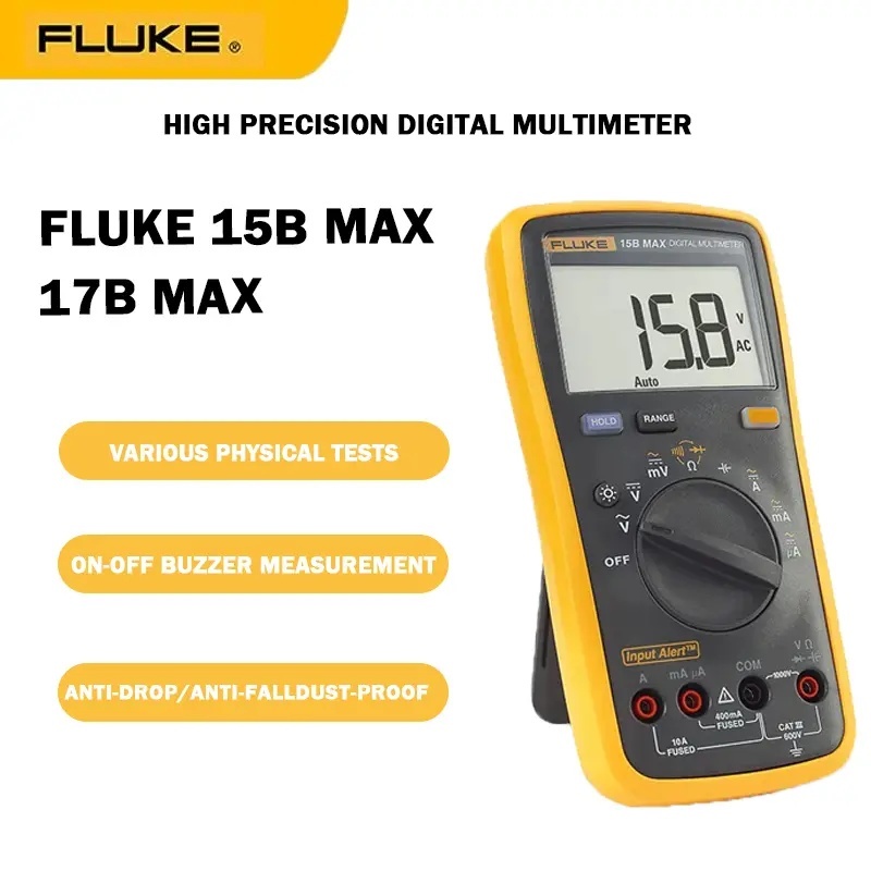 Fluke 15B Max /17B Max มัลติมิเตอร์แบบดิจิตอล AC/DC Voltage Current Capacitance OhmTemperature teste