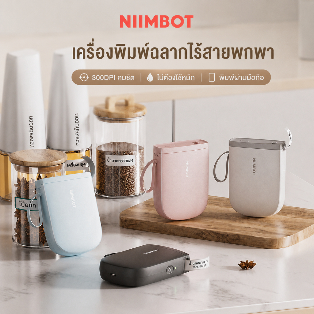 NIIMBOT D110/D11/D101 เครื่องพิมพ์ฉลากไร้สายแบบใช้ความร้อน เครื่องพิมพ์บาร์โค้ดและชื่อผ่านบลูทูธ