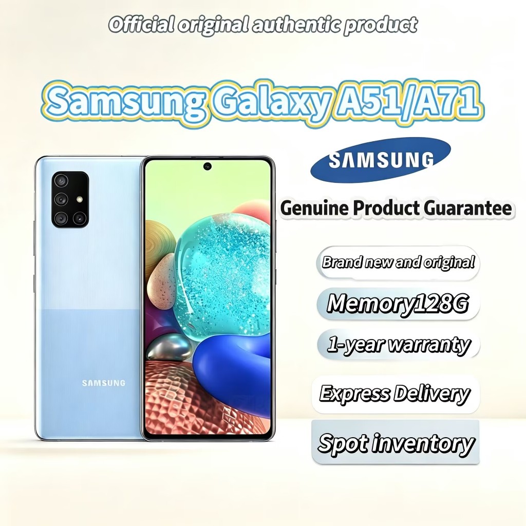 โรงงานสด Samsung A51 และ A71 4G สมาร์ทโฟนปลดล็อกเดิม 128GB Infinity-O จอแสดงผล Quad กล้องหลังเข้ากัน