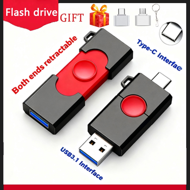 TYPE-C แฟลชไดรฟ์สองในหนึ่งเดียว, การส่งผ่านความเร็วสูง USB3.1, 2TB/1TB/512GB/256GB/128GB/32GB กันน้ํ
