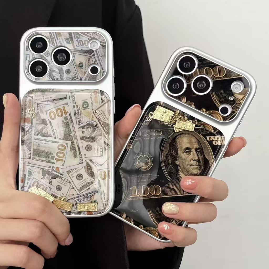 Glitter Pinch US Dollar iPhone17 เคสโทรศัพท์ 15/15Pro/15ProMax/16Pro/16ProMax เคสกันกระแทก