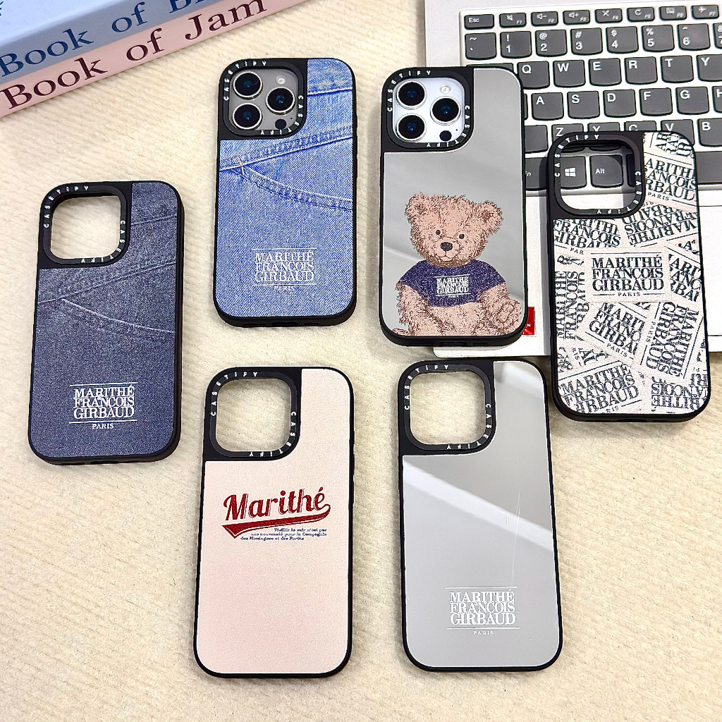 MARITHÉ Doodle Bear CT Specular surface Magnetic Case cover เข้ากันได้กับ iphone13 14 15 16 17 plus promax เคสป้องกัน