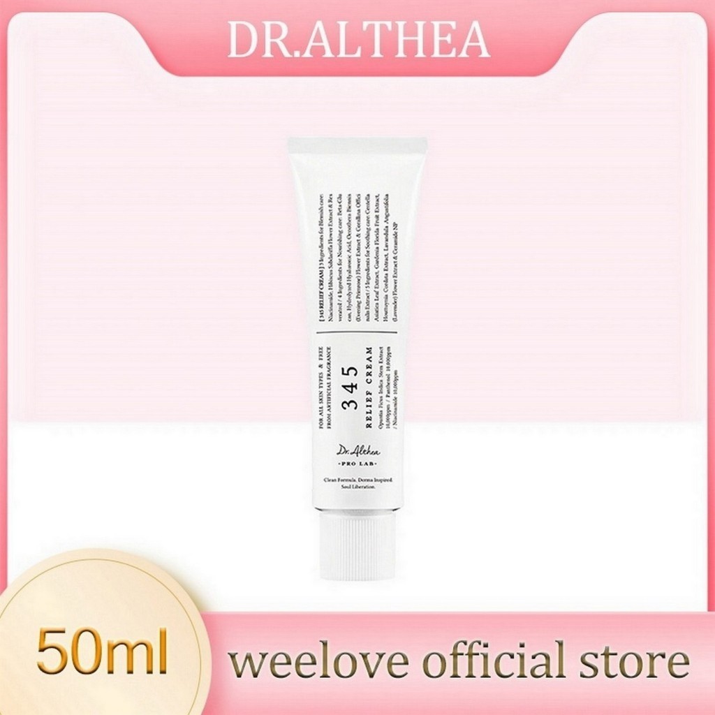 ดร. Althea 345 Relief Cream 50ml: มอยเจอร์ไรเซอร์เนื้อบางเบาเนื้อเจลสําหรับผิวแพ้ง่ายและเป็นสิวง่าย