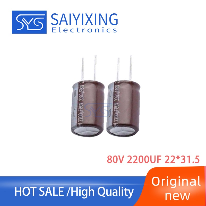 5 ชิ้น 80V2200uF 22 * 31.5 In-Line ตัวเก็บประจุอลูมิเนียมอิเล็กโทรลีติค 2200uf 80V ±20% D22xL31.5 มม