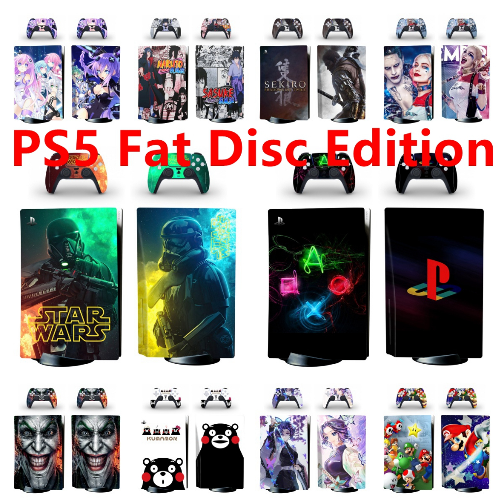 100 สีผิวชุดสติกเกอร์เข้ากันได้กับ Sony Playstation 5 Fat Disc Edition ไวนิล Decal Wrap ฟิล์มป้องกัน