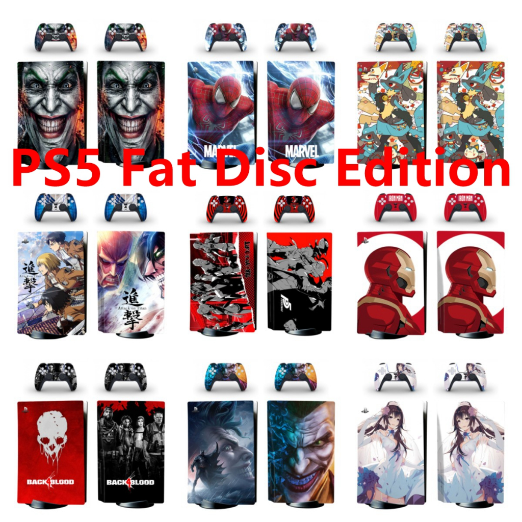 100 สีผิวชุดสติกเกอร์เข้ากันได้กับ Sony Playstation 5 Fat Disc Edition ไวนิล Decal Wrap ฟิล์มป้องกัน