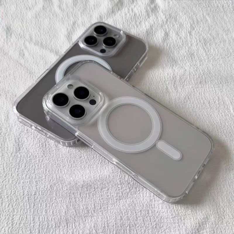 เปลือกโปร่งใสแม่เหล็กสําหรับ iPhone 17 16 15 14 13 12 11 pro max กรณีใหม่ minimalist soft edged เปลือกแข็งเกราะป้องกัน