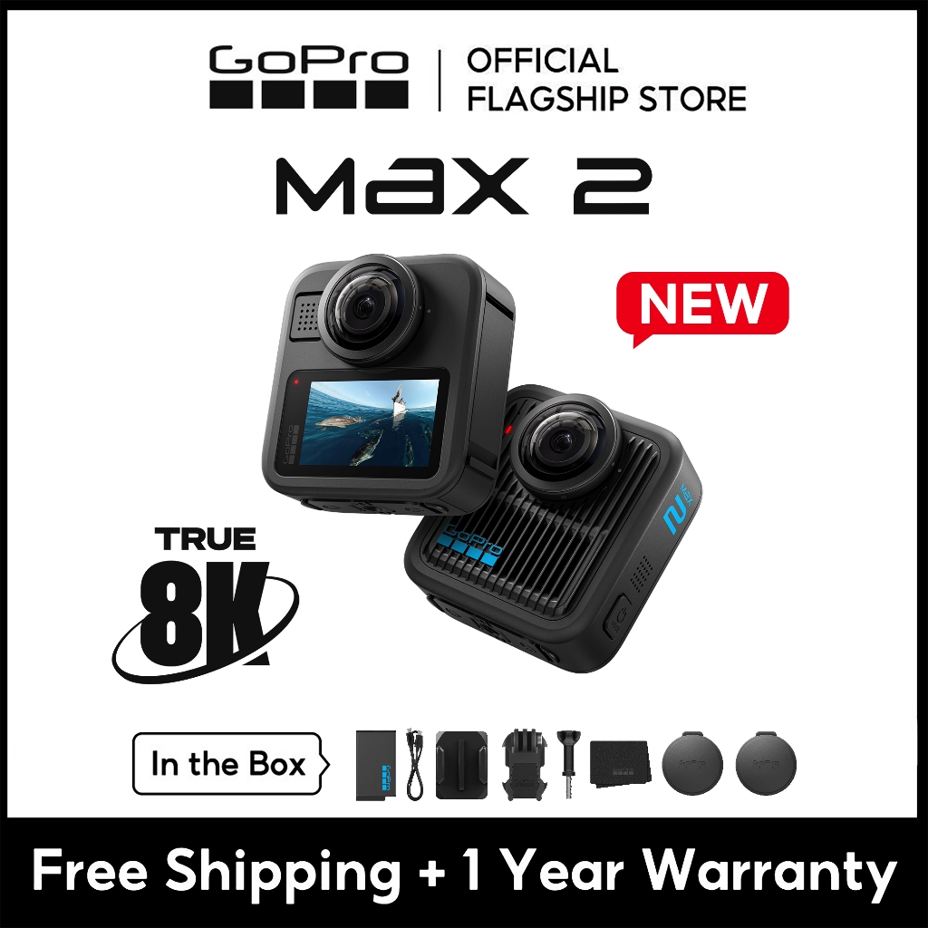 [ใหม่]GoPro MAX2 360 Action Camera, TRUE 8K 360 VIDEO, HyperSmooth & Waterproof TO 16FT (5M), ไม้เซลฟี่ที่มองไม่เห็น, รับประกัน 1 ปี