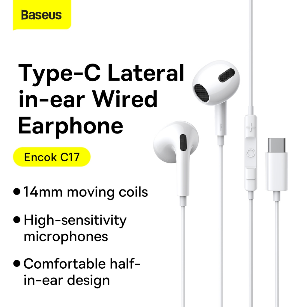 Baseus Encok C17/H17 หูฟังอินเอียร์มีสาย Type-C / 3.5 มม. พร้อมไมโครโฟน สำหรับมือถือและแท็บเล็ต