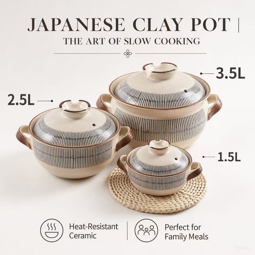 Ready stock guaranteeJapanese Casserole With High Temperature Resistance Drying Burning No Cracking Cooking Pot Gas Stove Soup B