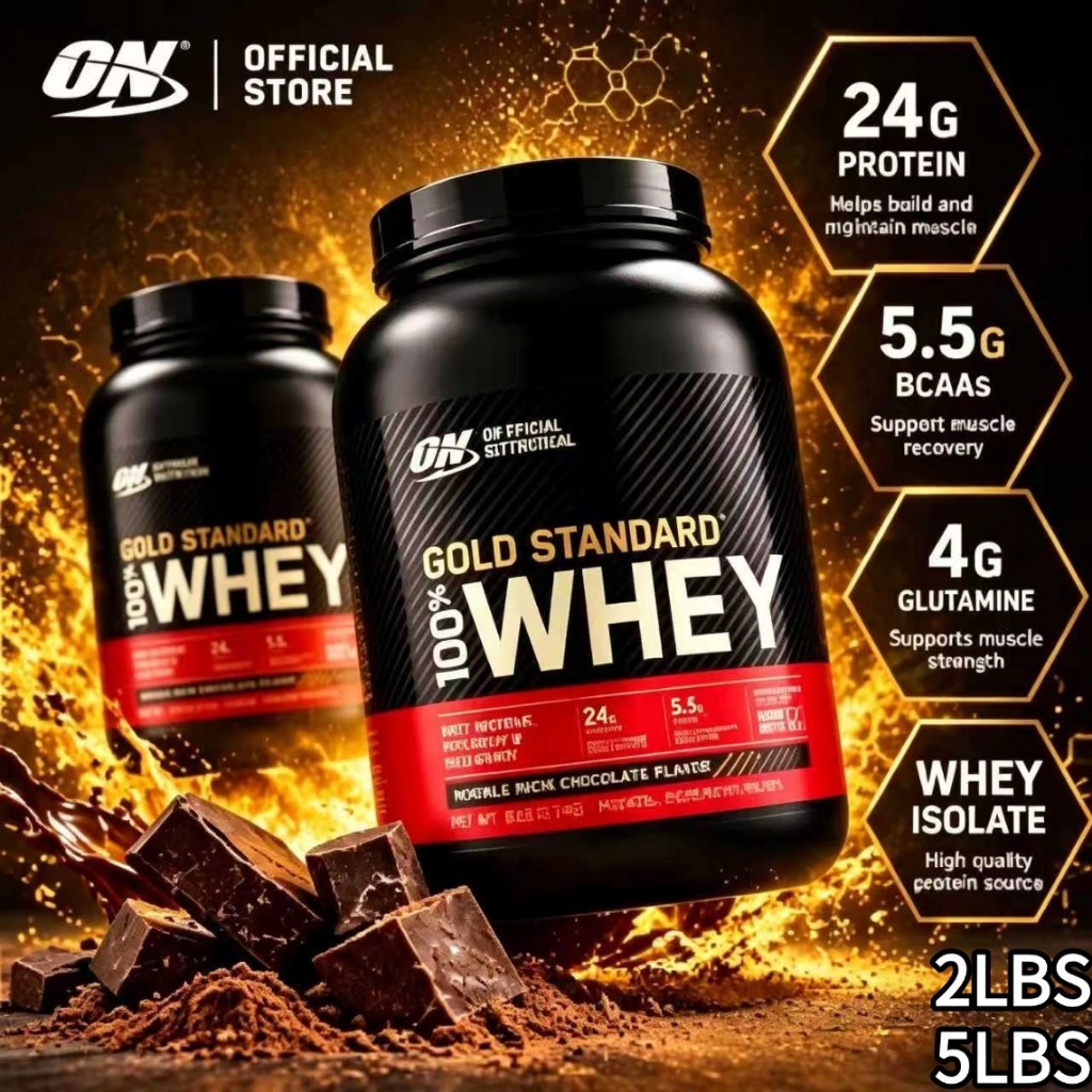 Optimum Nutrition Gold Standard100% เวย์ (2lbs/5lbs )การกู้คืนอาคารกล้ามเนื้อลีน